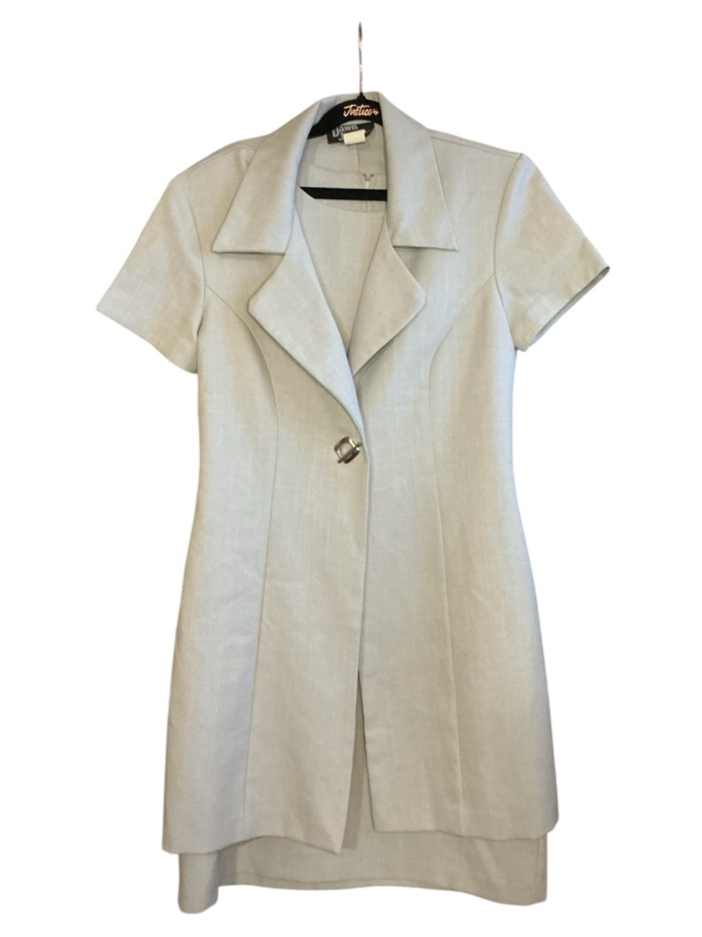 💟Vintage Dawn Joy Fashions Light Blue 2 Piece Dress and Short Sleeve Jacket Set